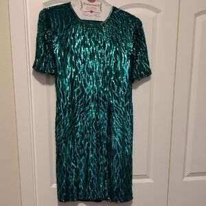 Laurence Kazar Emerald Sequin Dress